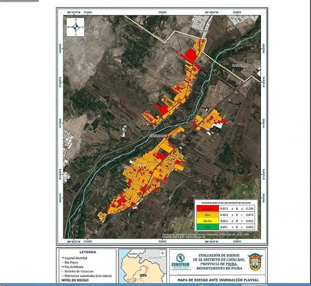 Mapa de riesgo ante inundación pluvial del distrito de Catacaos, Piura