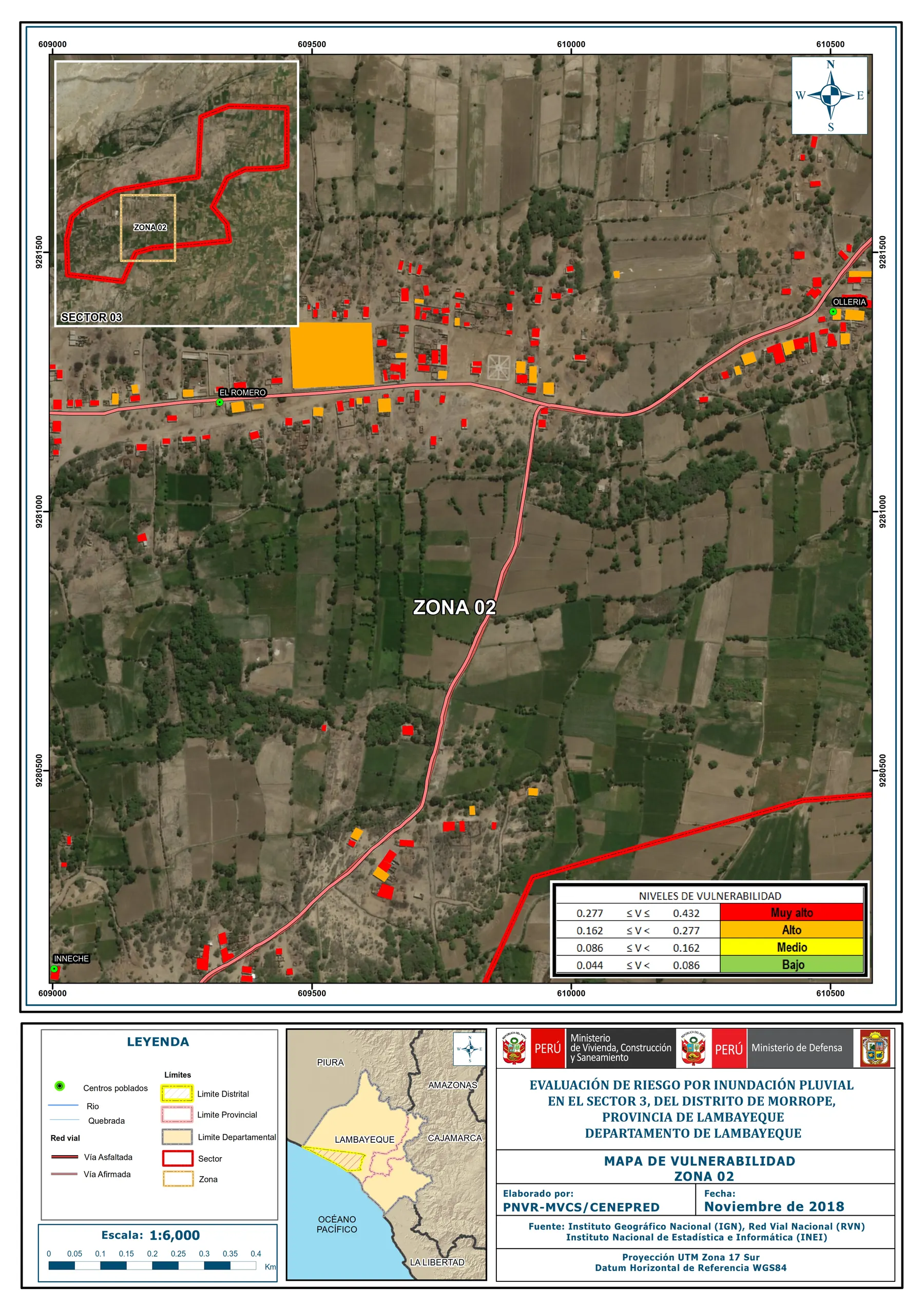 Mapa de vulnerabilidad ante inundación pluvial del distrito de Mórrope, Lambayeque