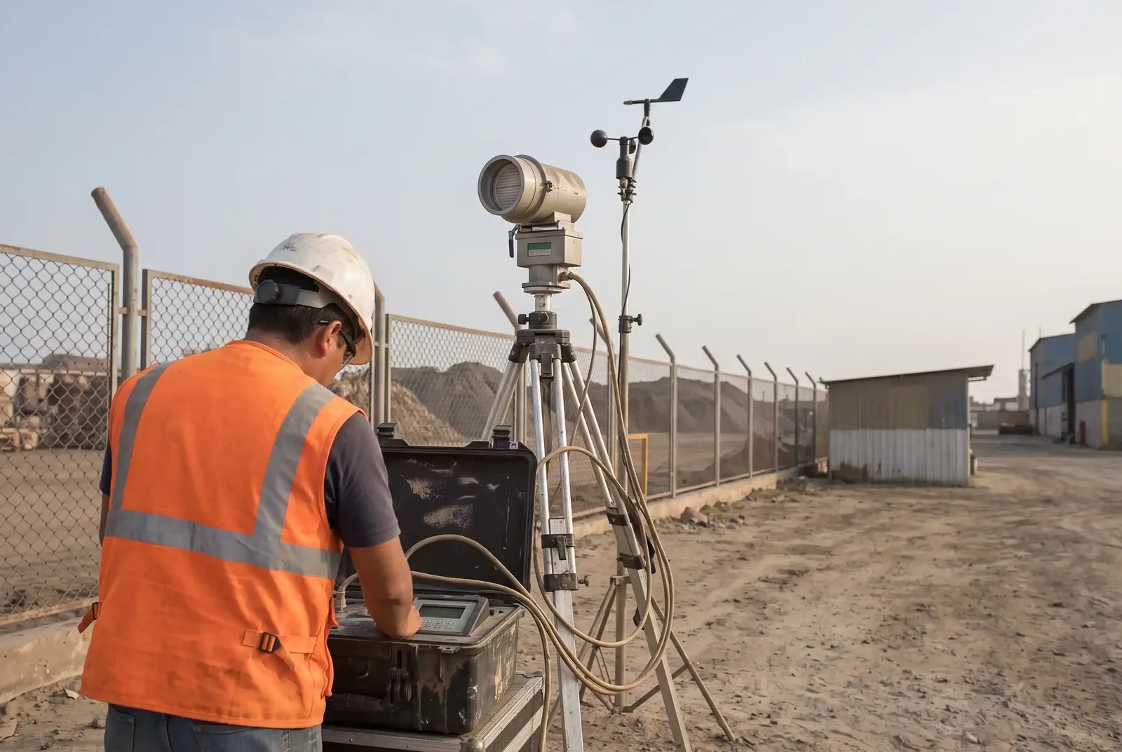Estación portátil de monitoreo de calidad de aire con muestreador de partículas y anemómetro